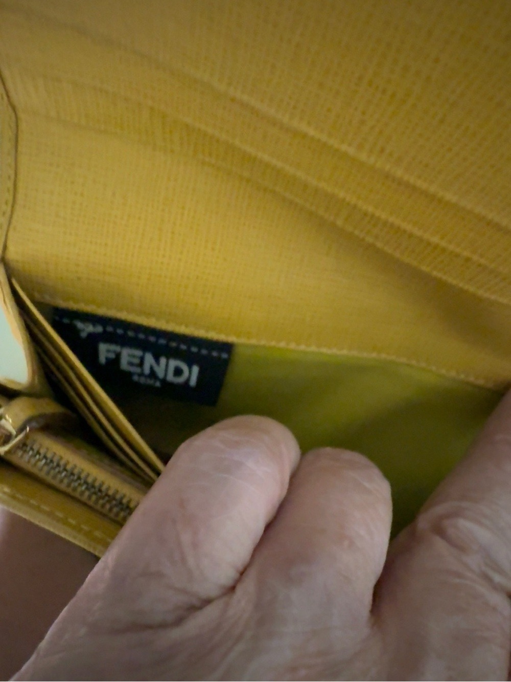 Fendi Yellow Textured Leather Continental Wallet Long Bifold - Picture 5 of 6